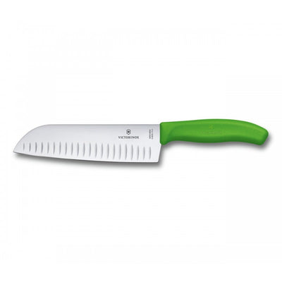 Victorinox Swiss Classic Santoku Knife, Fluted Blade 17cm Green (Blister Pack)