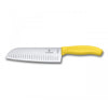 Victorinox Swiss Classic Santoku Knife, Fluted Blade 17cm Yellow (Blister Pack)