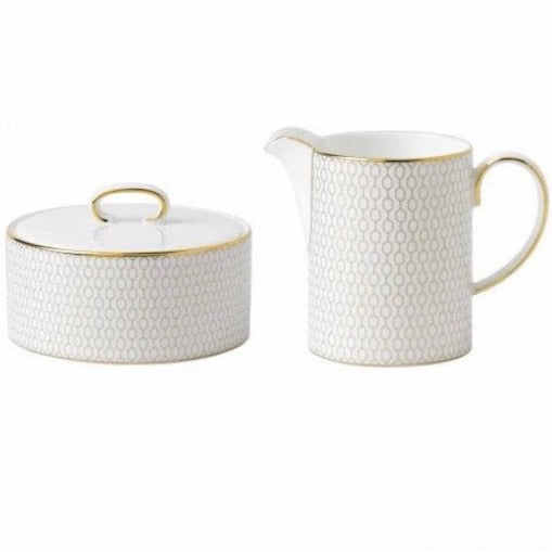 Wedgwood Gio Gold Covered Sugar and Cream