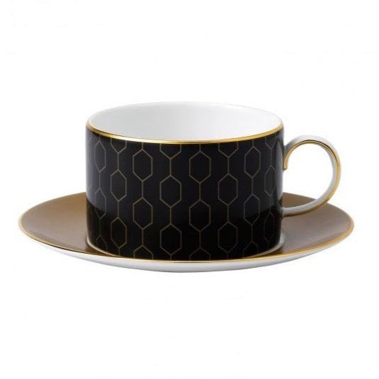 Wedgwood Gio Gold Teacup and Saucer Honeycomb