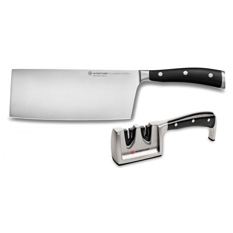 Wusthof Classic Ikon 2 Piece Chinese Knife & Sharpener Set